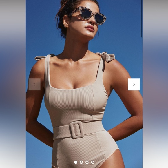 New! Beach Riot Sydney ribbed belted One-Piece Swimsuit 3350 - Picture 2 of 11